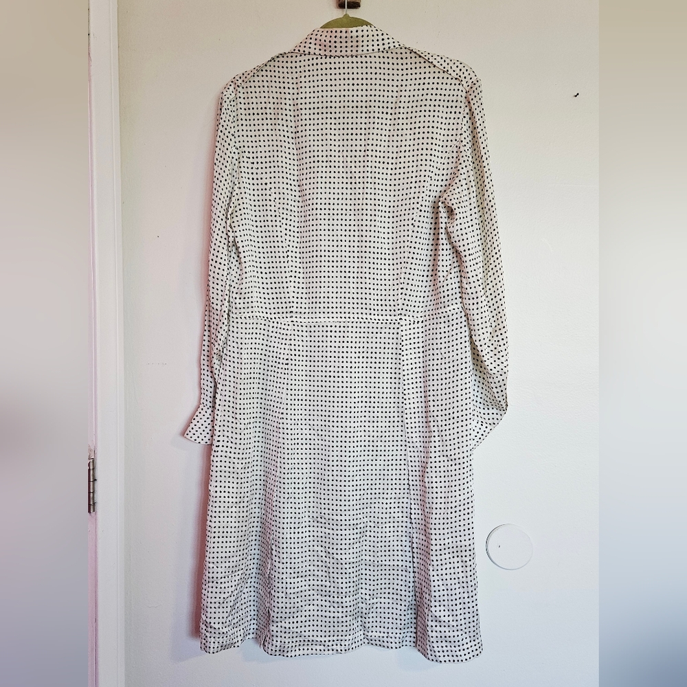 AGNONA Black Polka dot Silk Shirt Dress 46 - Picture 3 of 6